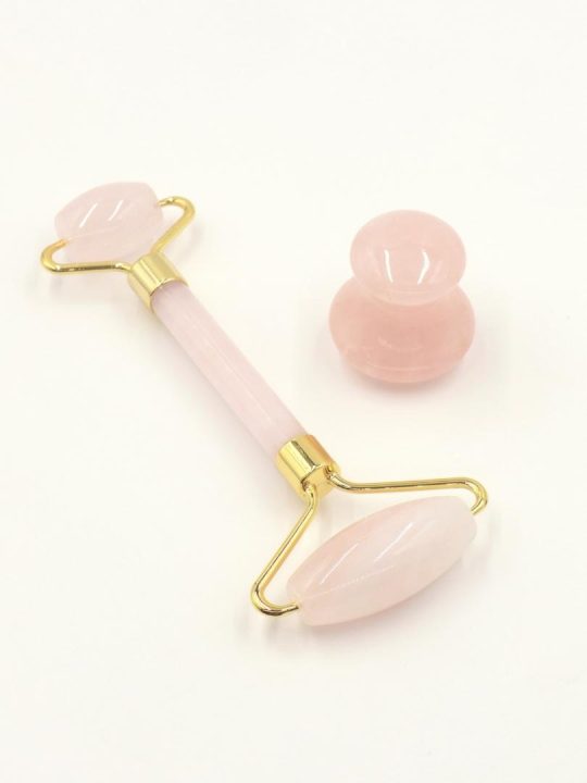 rose quartz mushroom & roller